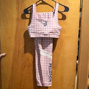 Peloton Pink and White Checkered Activewear